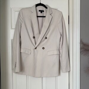 Elegant Cream Double-Breasted Women's Blazer Ann Taylor